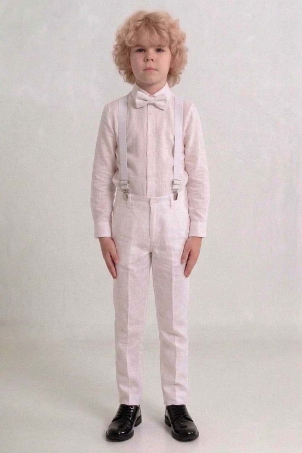 Beyaz Pantolon Gömlekli Erkek Çocuk Takım M00809