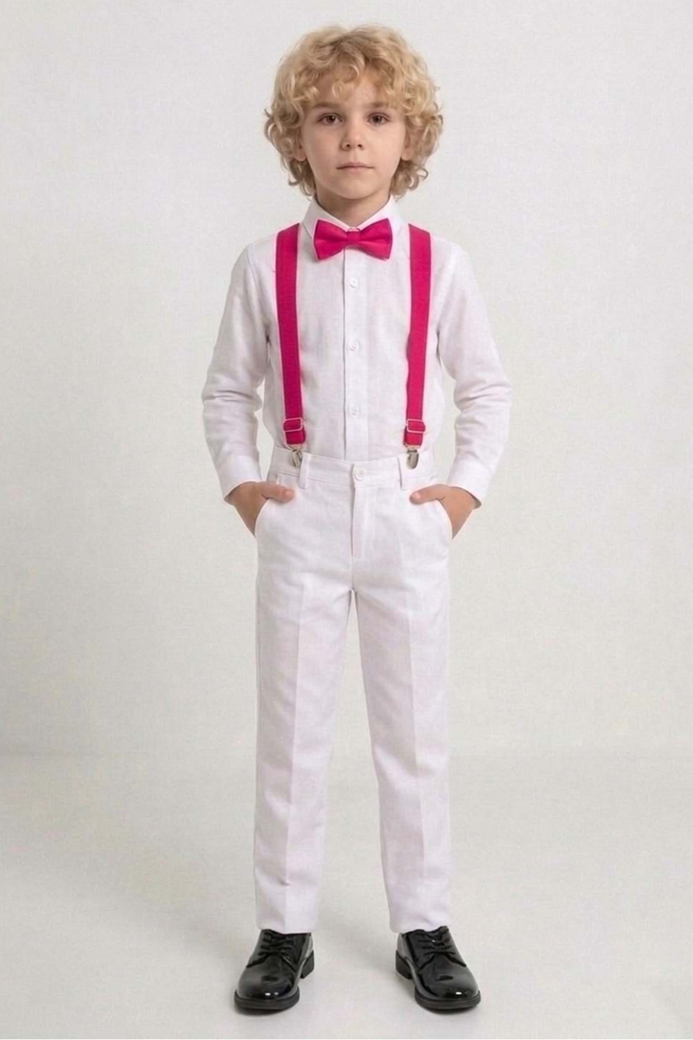 Beyaz Pantolon Gömlekli Erkek Çocuk Takım M00809