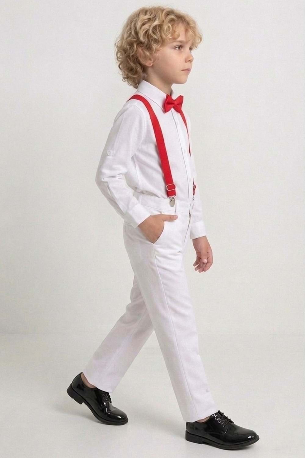 Beyaz Pantolon Gömlekli Erkek Çocuk Takım M00809