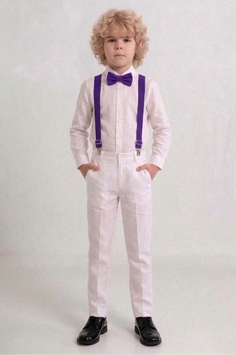 Beyaz Pantolon Gömlekli Erkek Çocuk Takım M00809