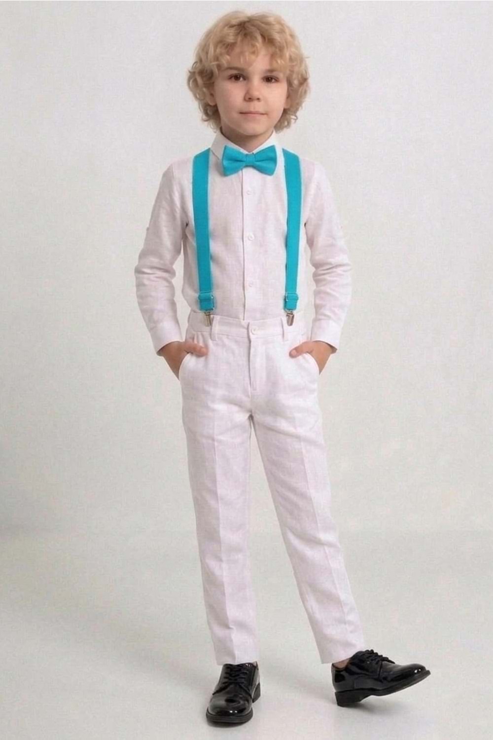 Beyaz Pantolon Gömlekli Erkek Çocuk Takım M00809