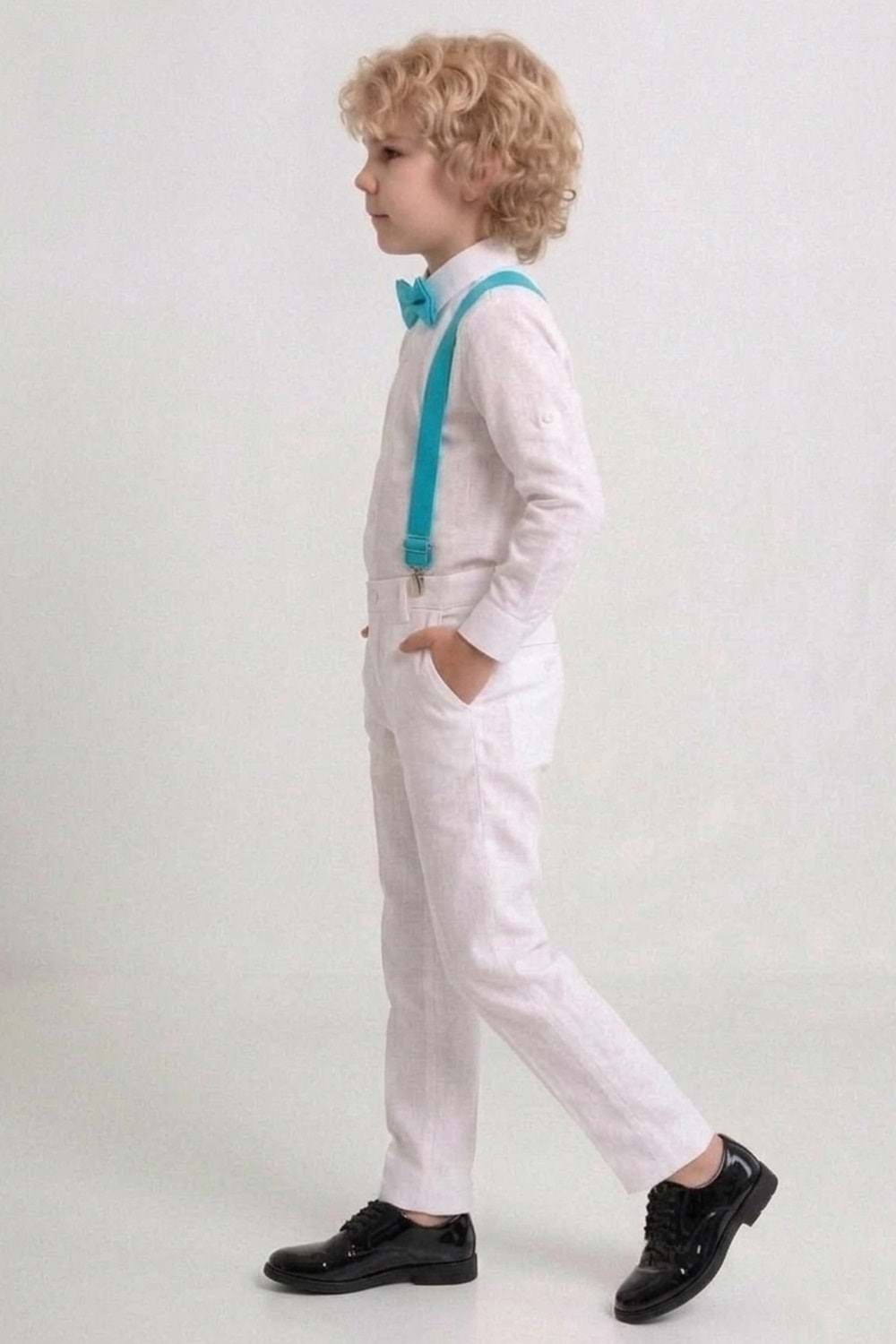 Beyaz Pantolon Gömlekli Erkek Çocuk Takım M00809