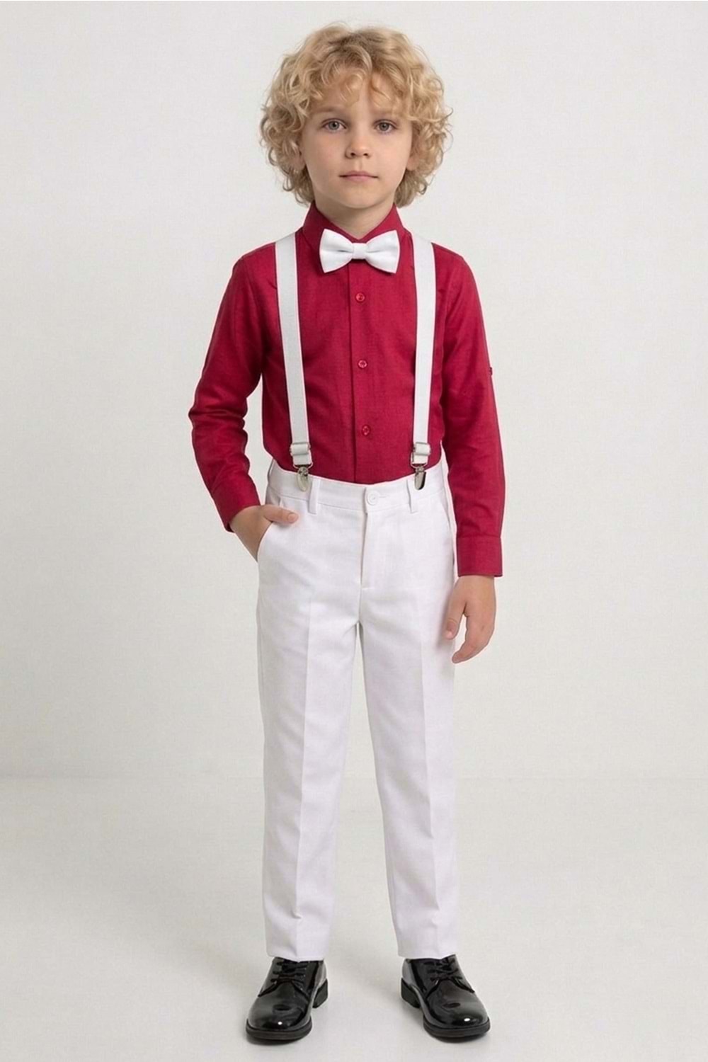 Beyaz Pantolon Gömlekli Erkek Çocuk Takım M00809