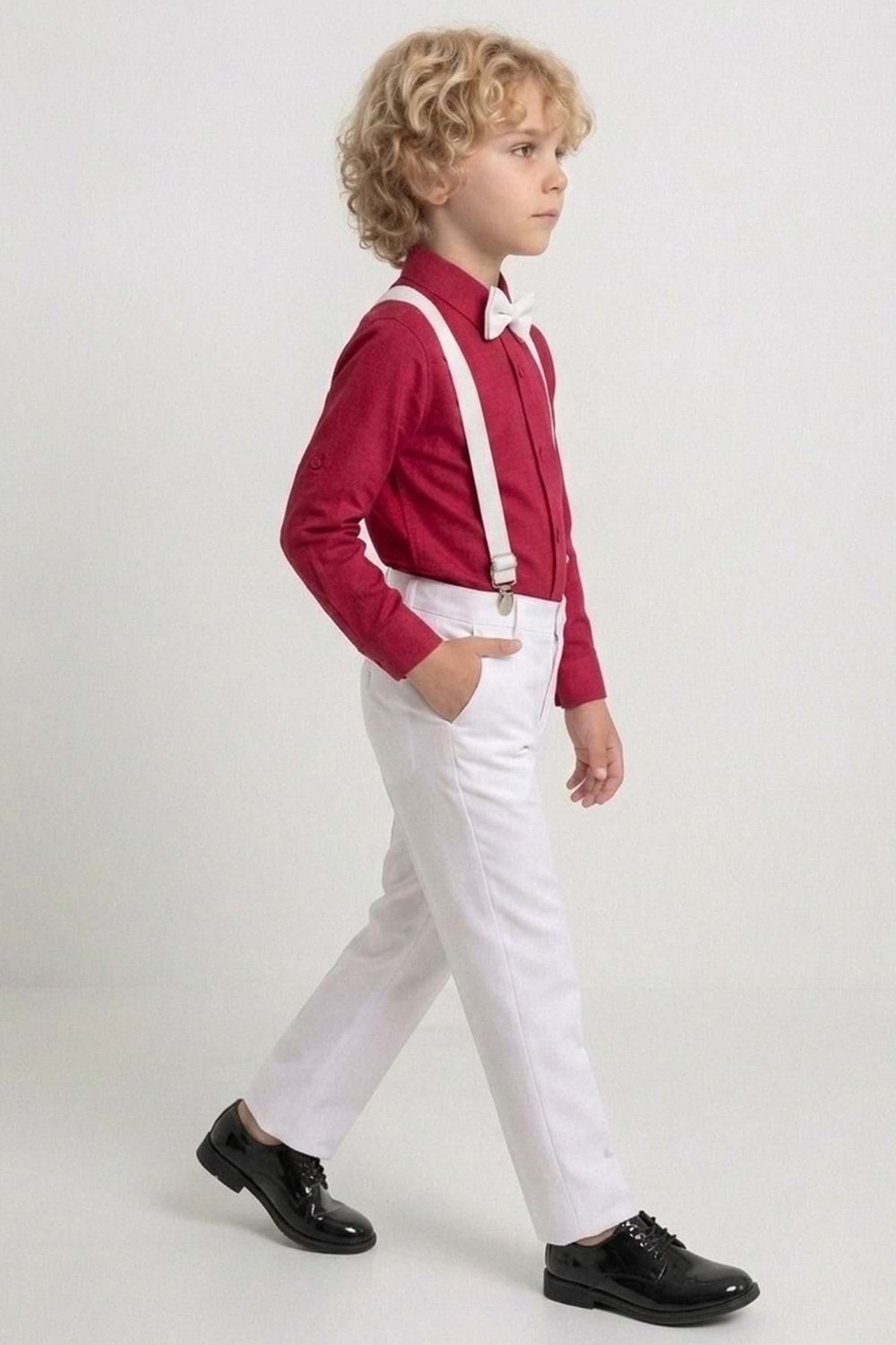 Beyaz Pantolon Gömlekli Erkek Çocuk Takım M00809