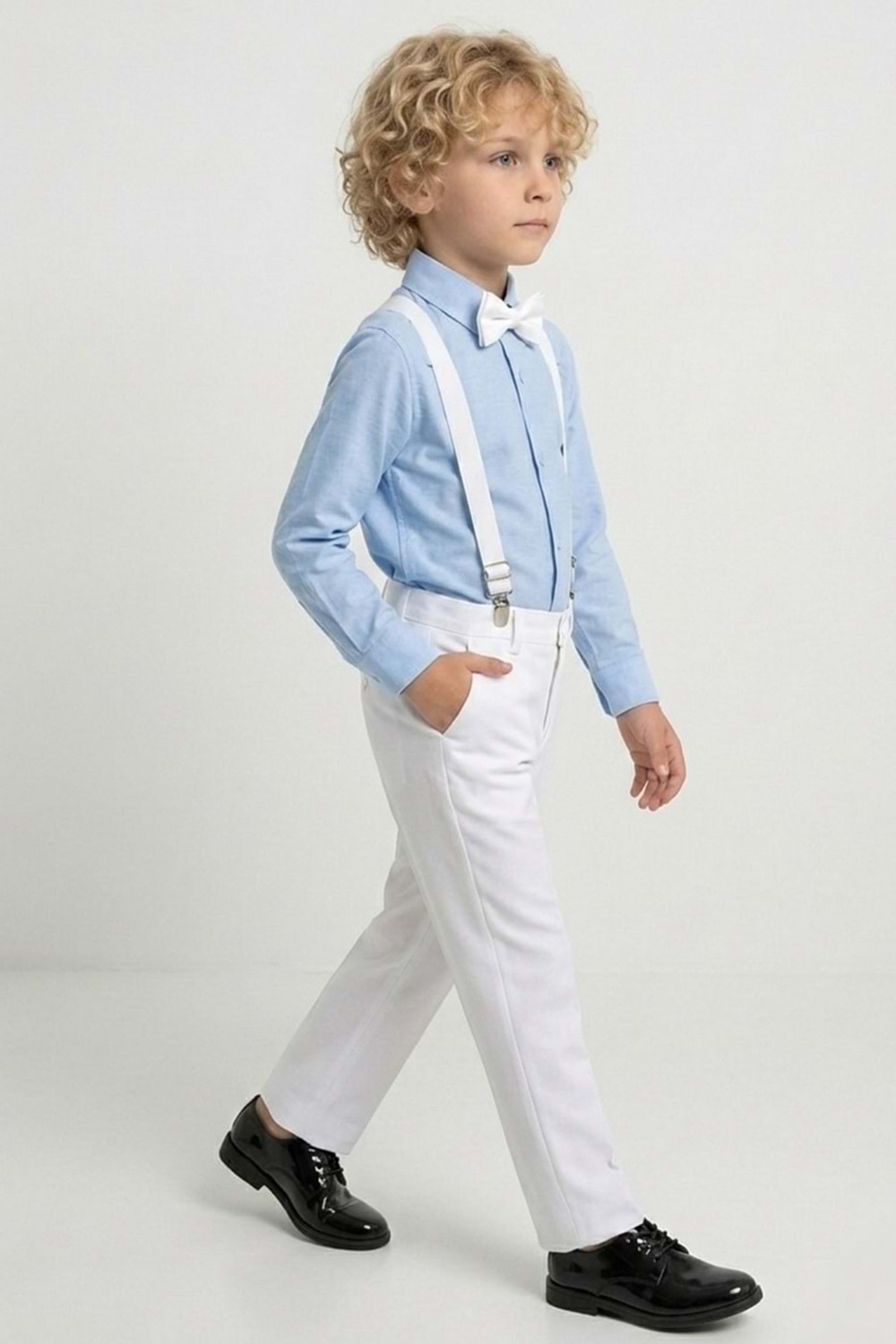 Beyaz Pantolon Gömlekli Erkek Çocuk Takım M00809