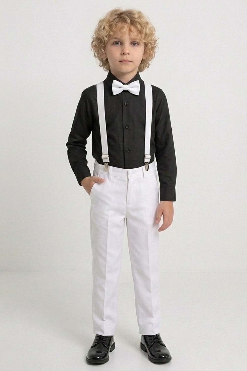 Beyaz Pantolon Gömlekli Erkek Çocuk Takım M00809