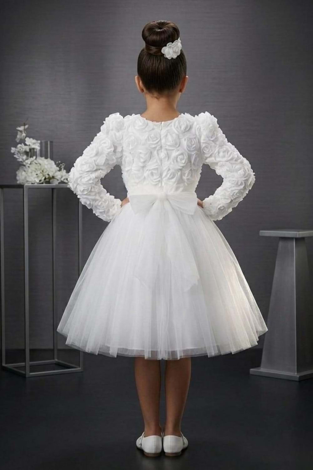 Luvia Uzun Kol Kız Tütü Abiye Elbise M00810