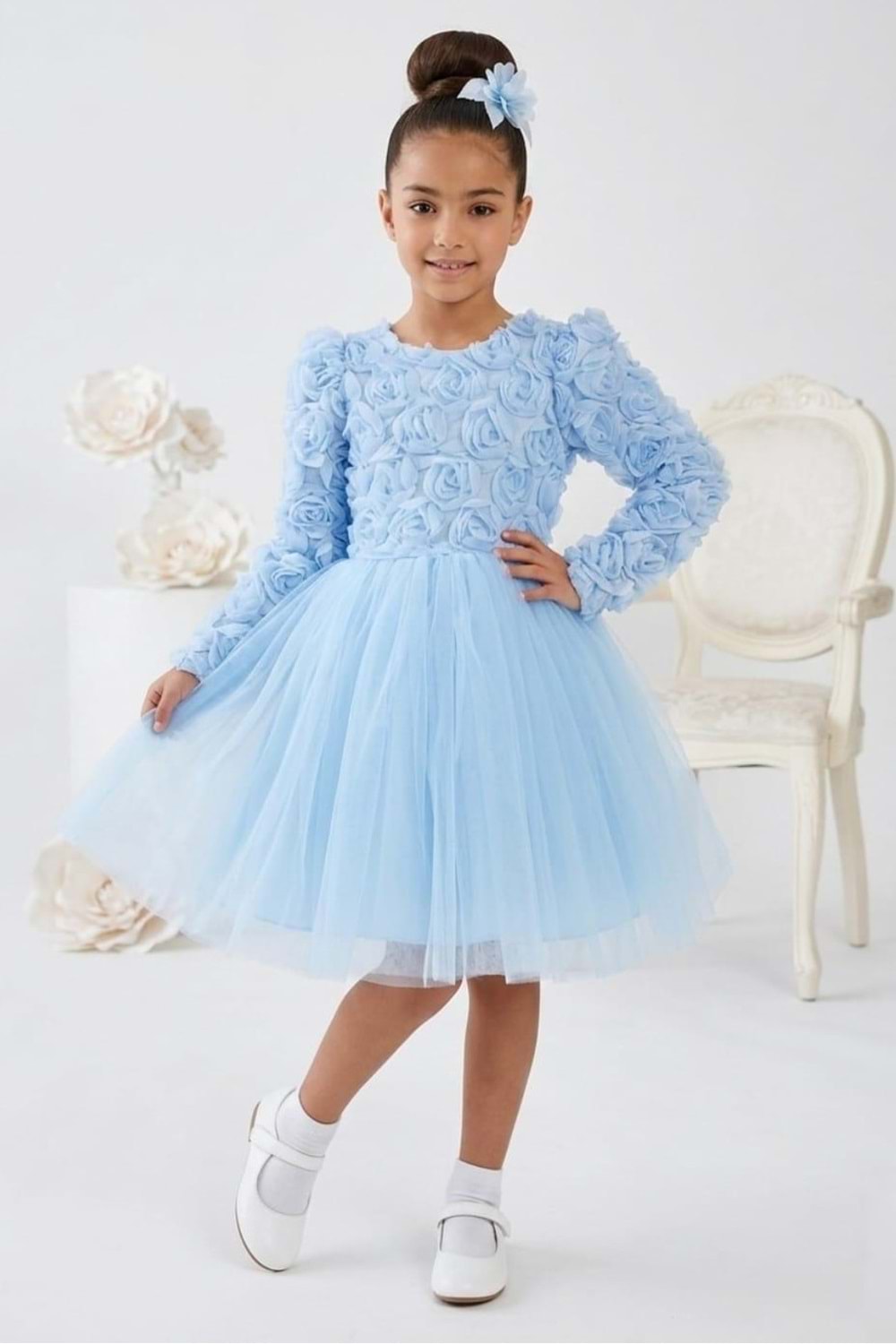 Luvia Uzun Kol Kız Tütü Abiye Elbise M00810