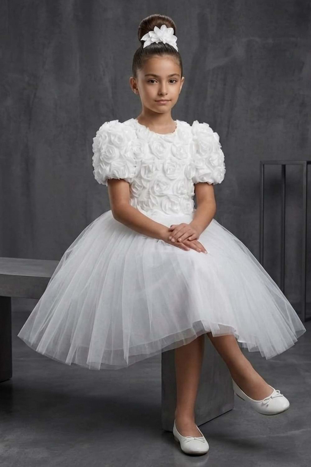 Luvia Kısa Kol Kız Tütü Abiye Elbise M00811