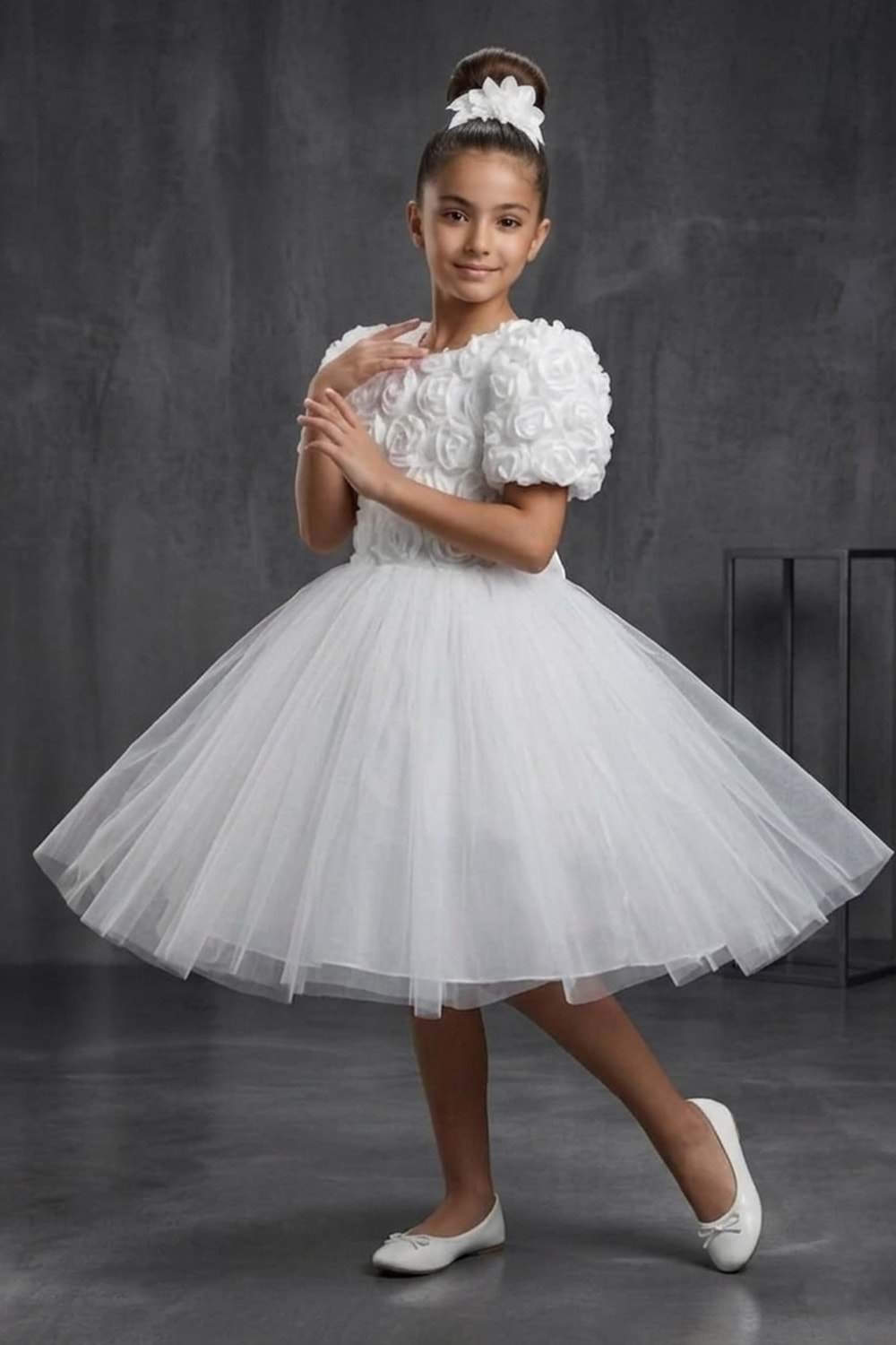 Luvia Kısa Kol Kız Tütü Abiye Elbise M00811