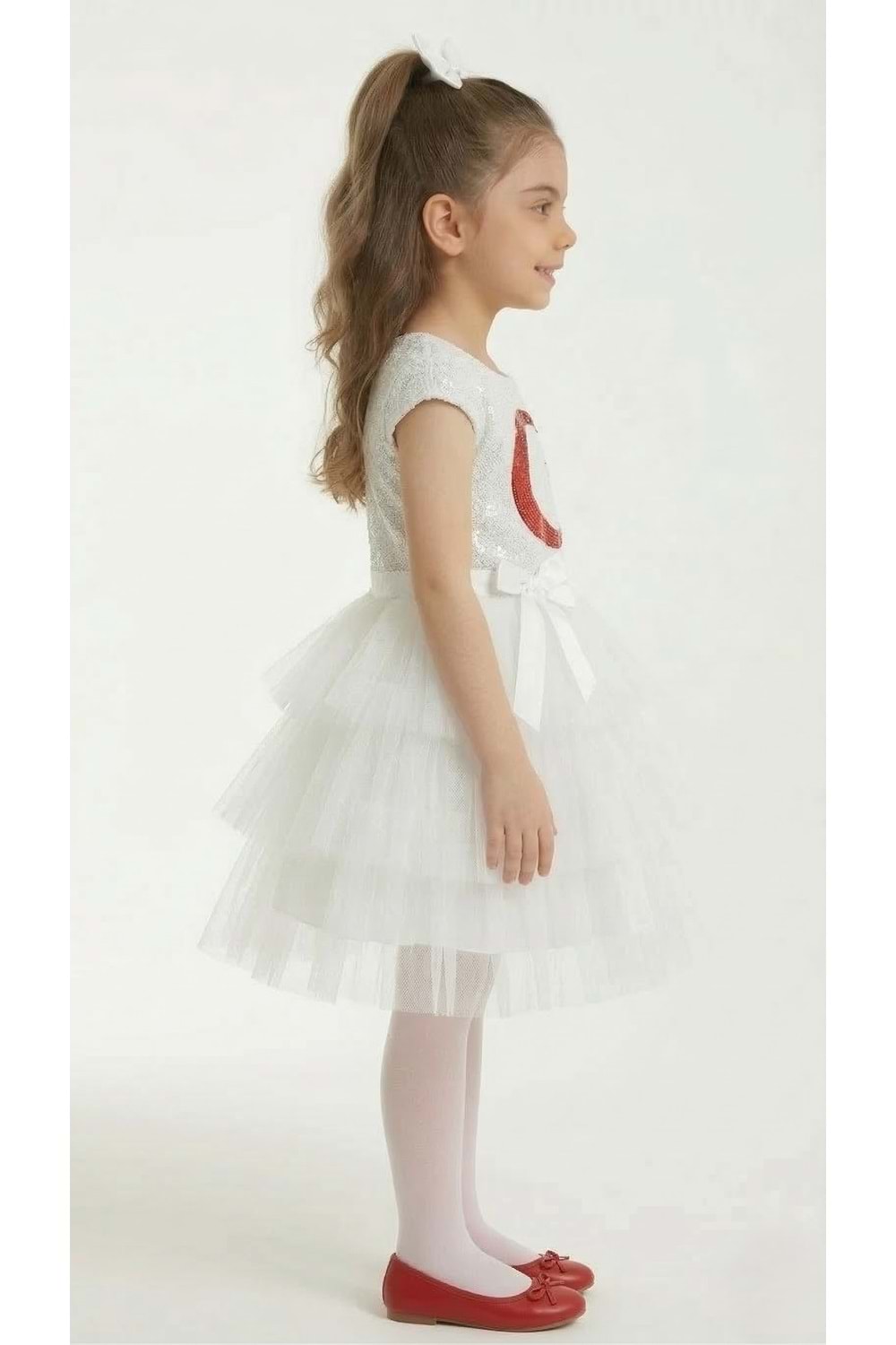 Ay Yıldız Motifli Kız Çocuk 23 Nisan Elbisesi M00813