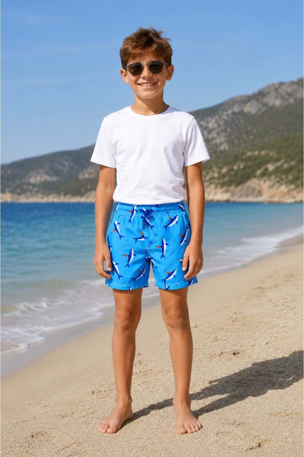 Erkek Çocuk Desenli Deniz Şortu Havuz Mayo M00835