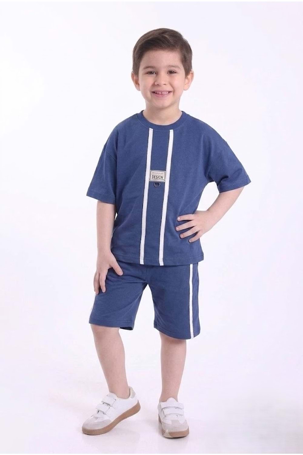 Erkek Çocuk Baskılı Oversize Kısa Kollu Şortlu 2li Takım M00843