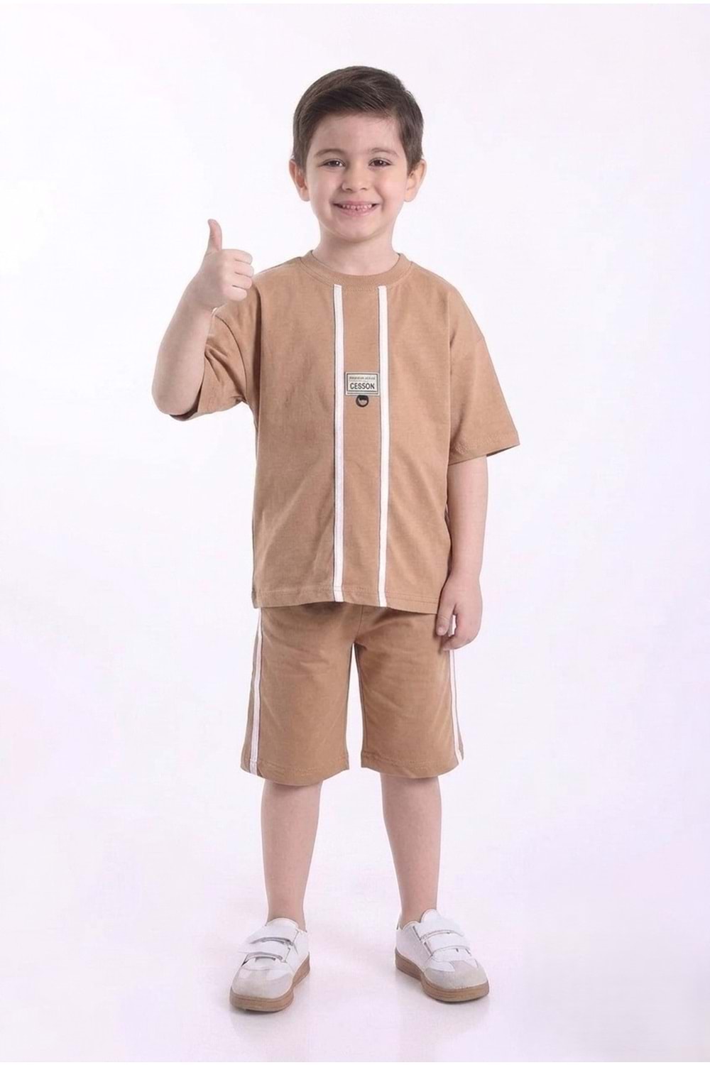 Erkek Çocuk Baskılı Oversize Kısa Kollu Şortlu 2li Takım M00843