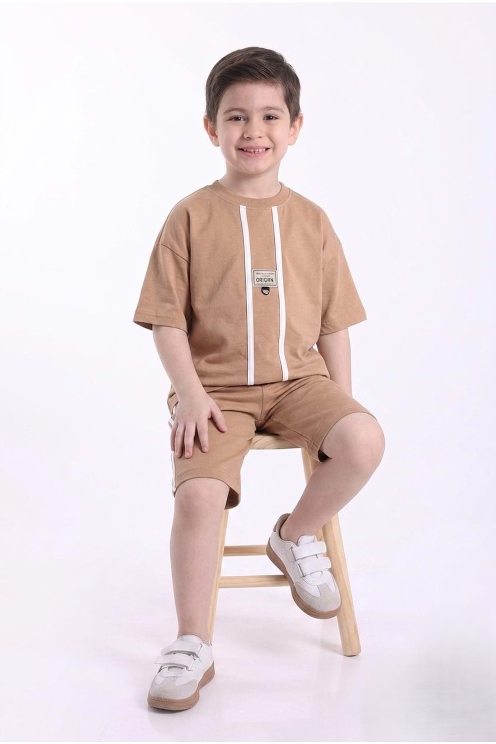 Erkek Çocuk Baskılı Oversize Kısa Kollu Şortlu 2li Takım M00843