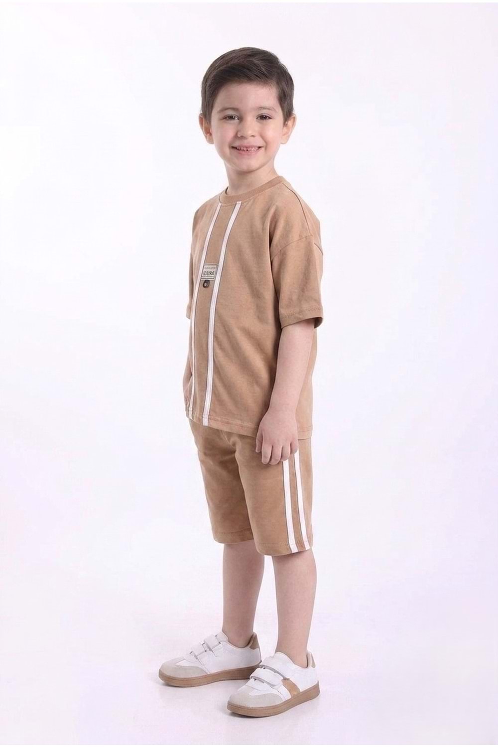 Erkek Çocuk Baskılı Oversize Kısa Kollu Şortlu 2li Takım M00843