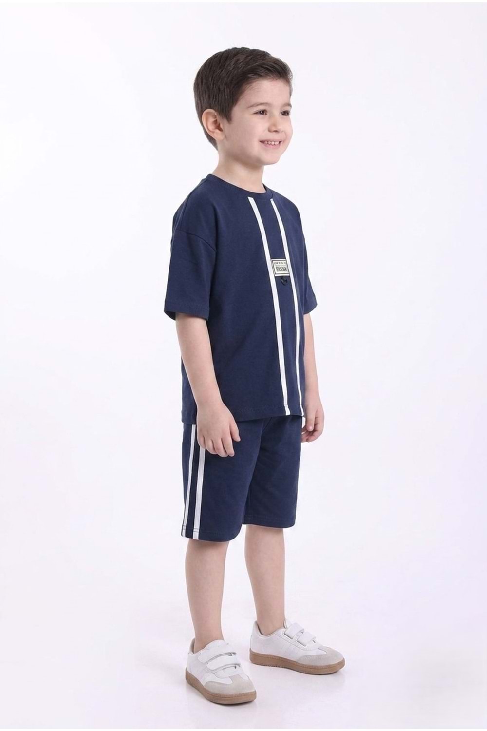 Erkek Çocuk Baskılı Oversize Kısa Kollu Şortlu 2li Takım M00843