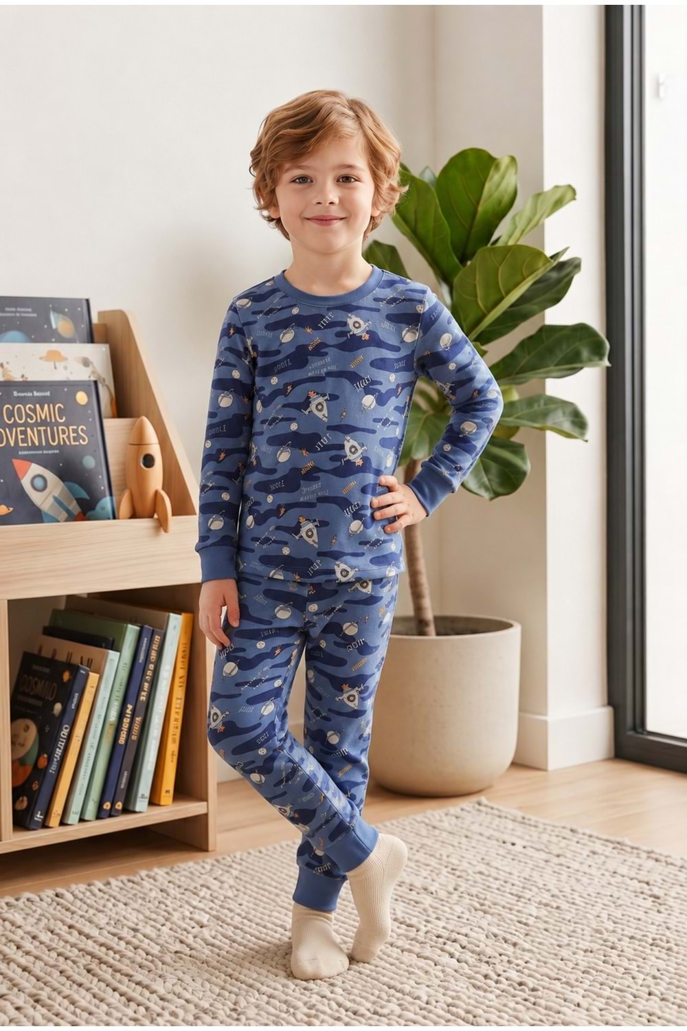 Erkek Çocuk Baskılı Penye Pijama Takımı M00844