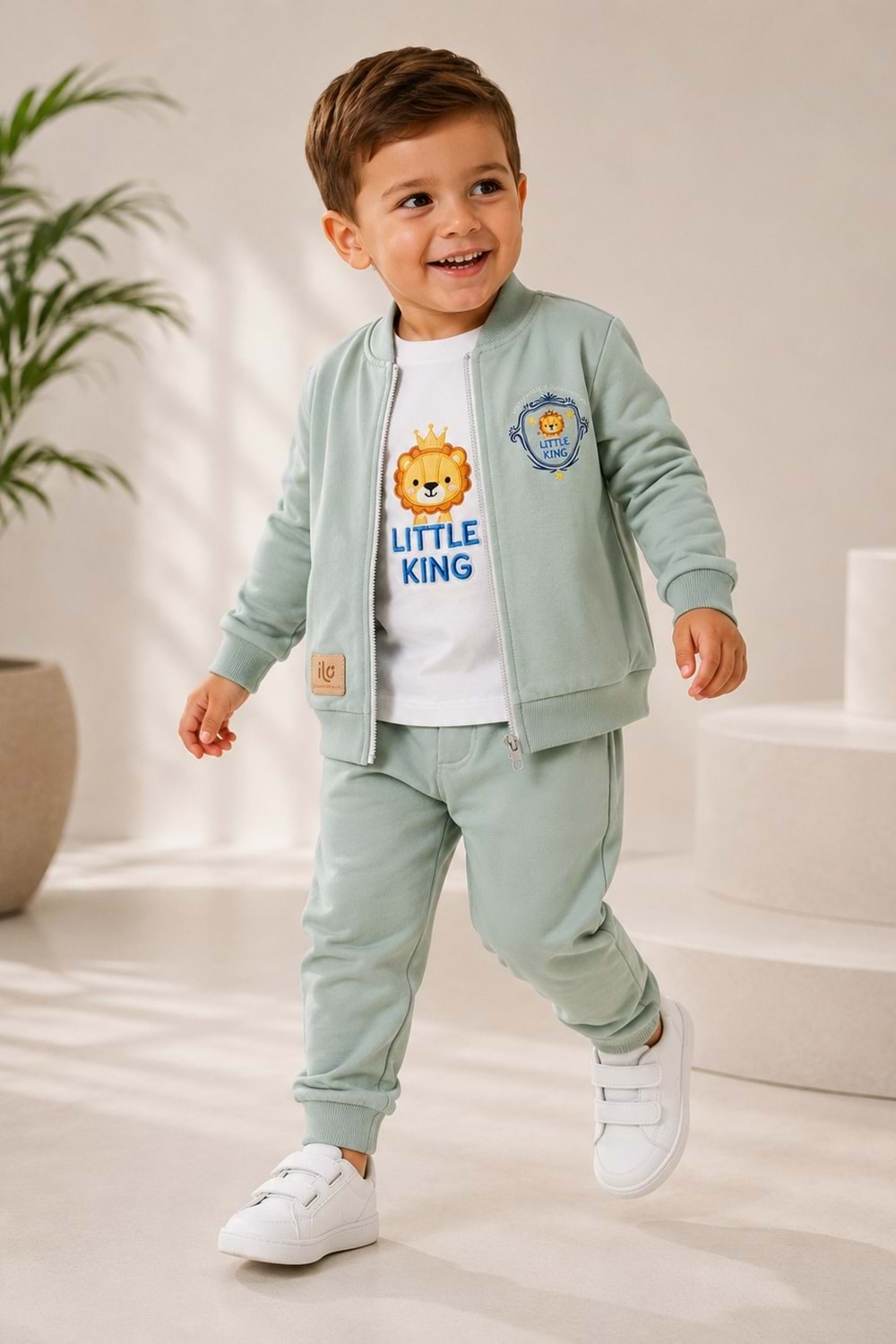 Erkek Bebek Küçük Aslan Hırkalı 3lü Takım M00855