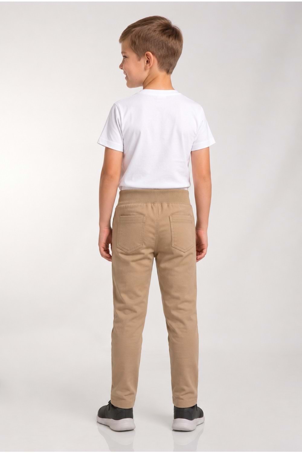Beli Lastikli Düz Paça Canvas Çocuk Okul Eşofman Pantolonu M00857