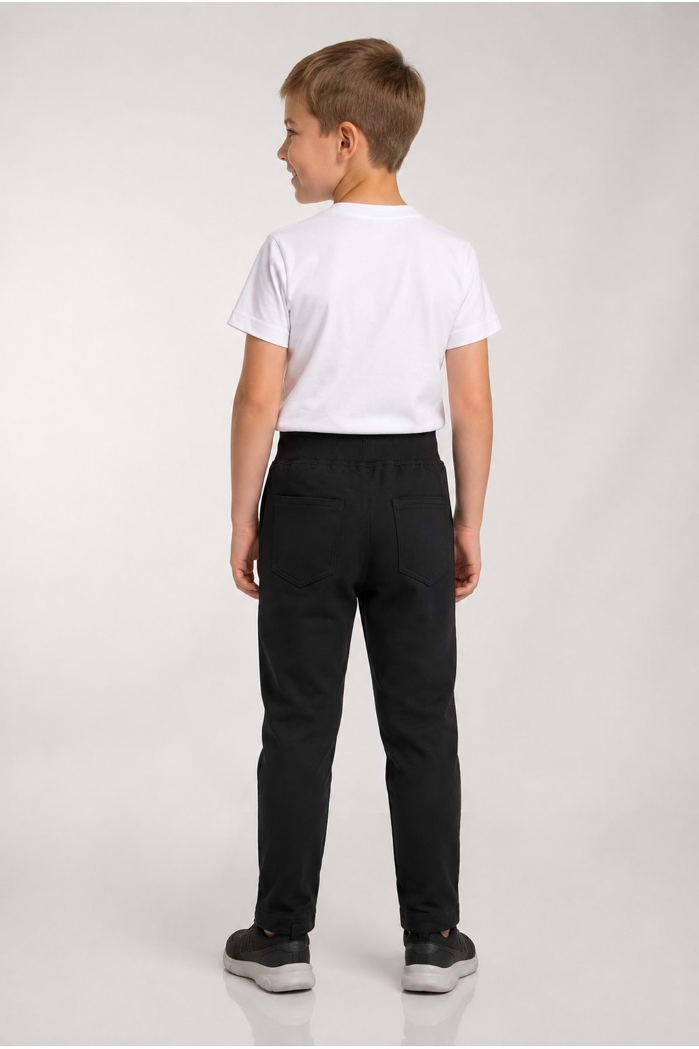 Beli Lastikli Düz Paça Canvas Çocuk Okul Eşofman Pantolonu M00857