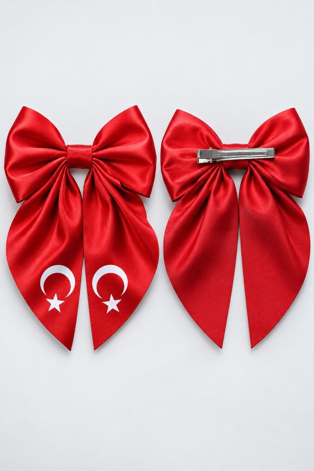 2li Set Türk Bayrak Desenli Fiyonk Toka Seti - 29 Ekim 23 Nisan Okul Tören M00882