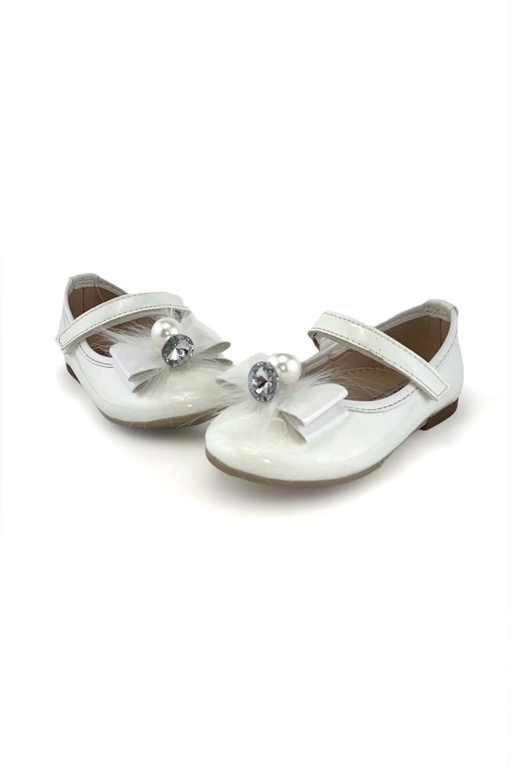 Rugan Tüylü Tokalı İncili Babet Ayakkabı