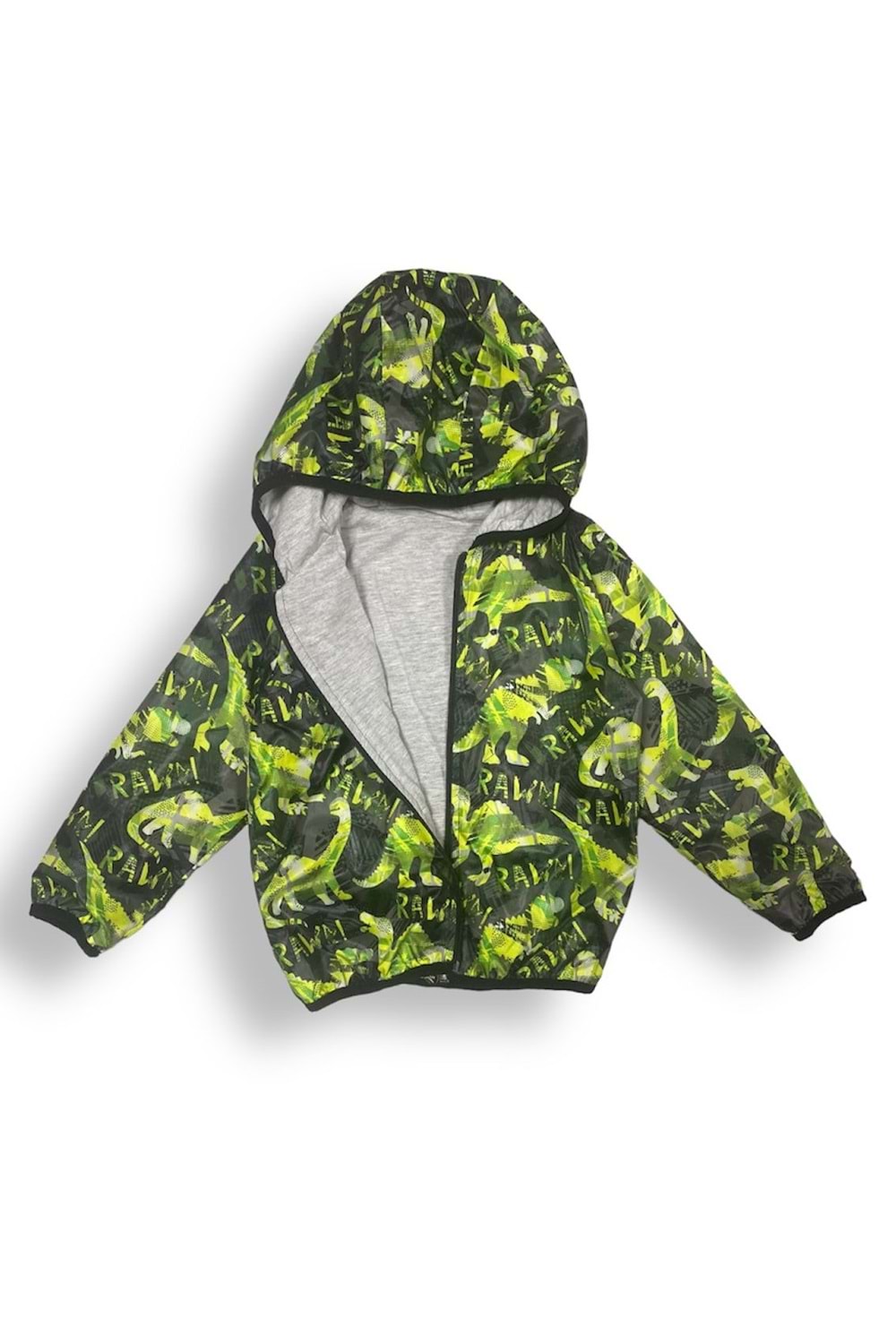 Renkli Dinozor Kapşonlu Yağmurluk Erkek