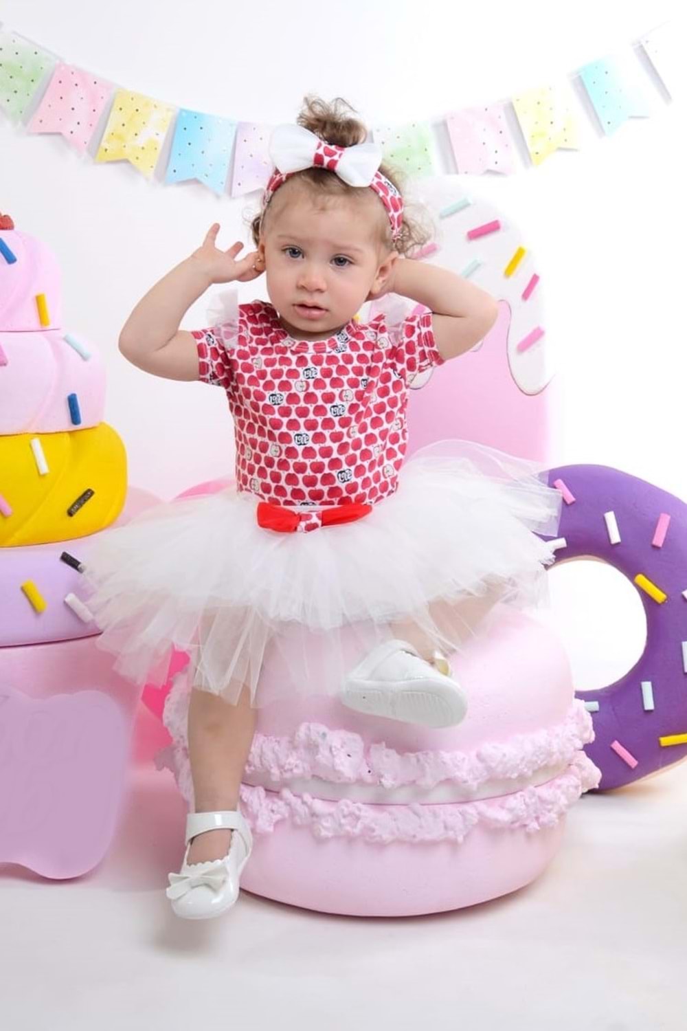 Mini Apple Tütülü Kız Bebek Parti Takım