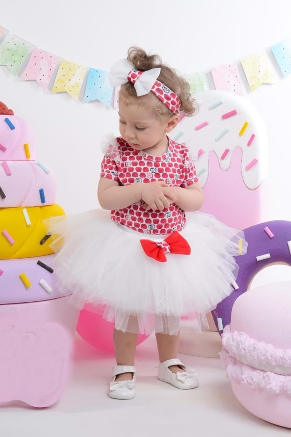 Mini Apple Tütülü Kız Bebek Parti Takım