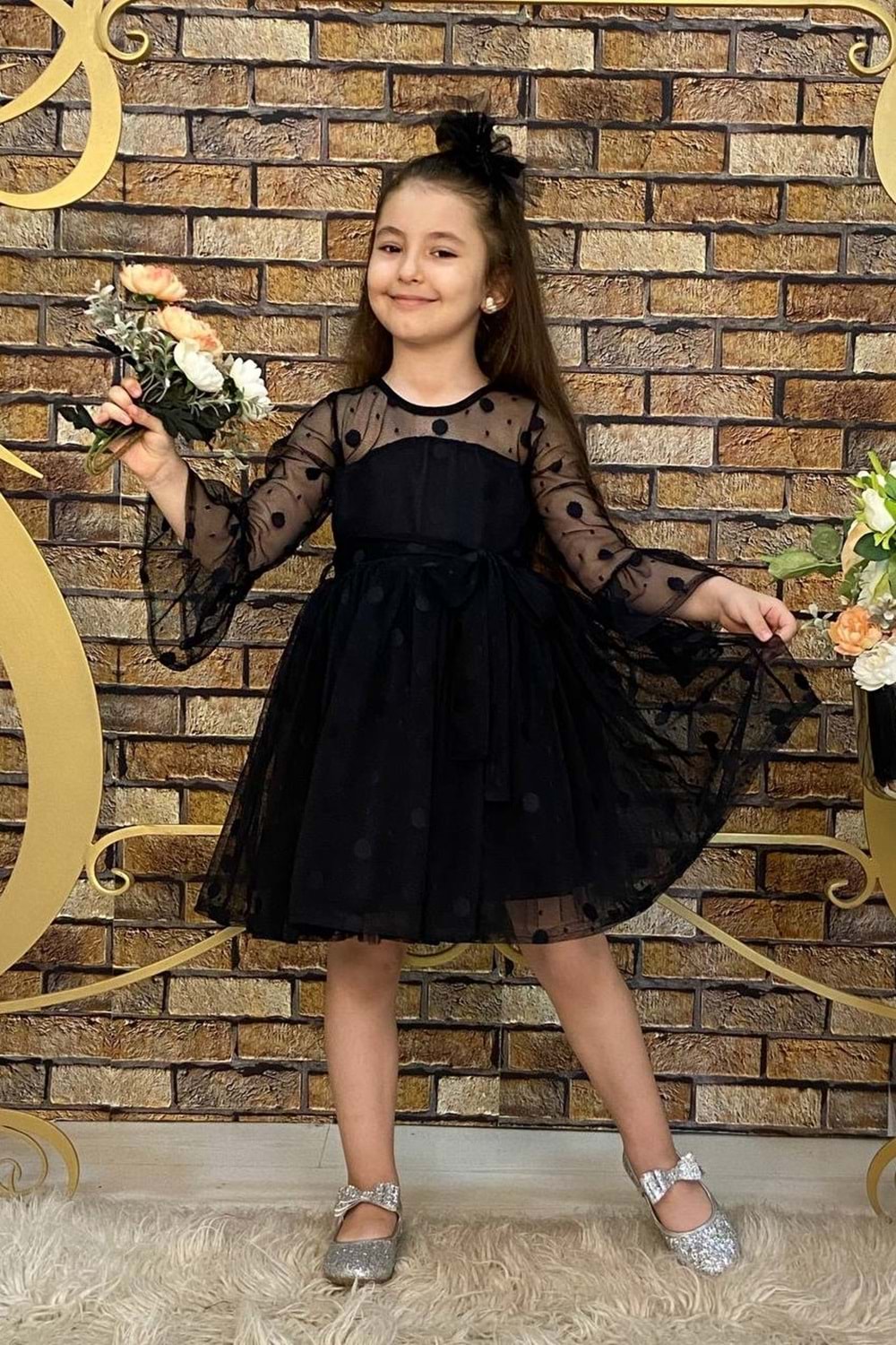 Diana Siyah 7 Yaş Dantel Elbise