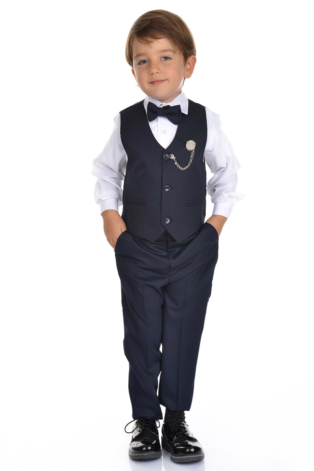 Yelekli Smokin Erkek Çocuk Takım MNK0273