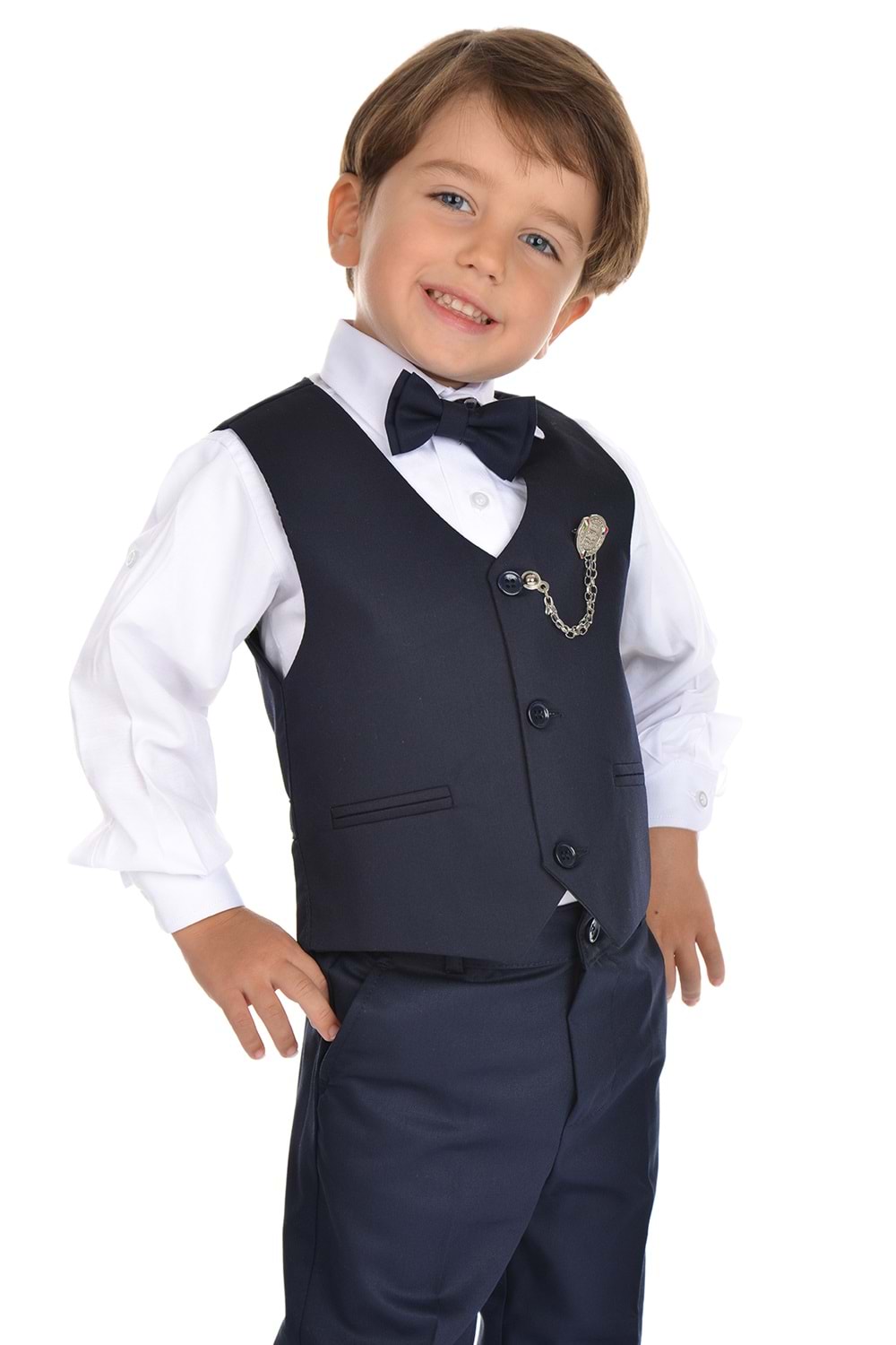 Yelekli Smokin Erkek Çocuk Takım MNK0273