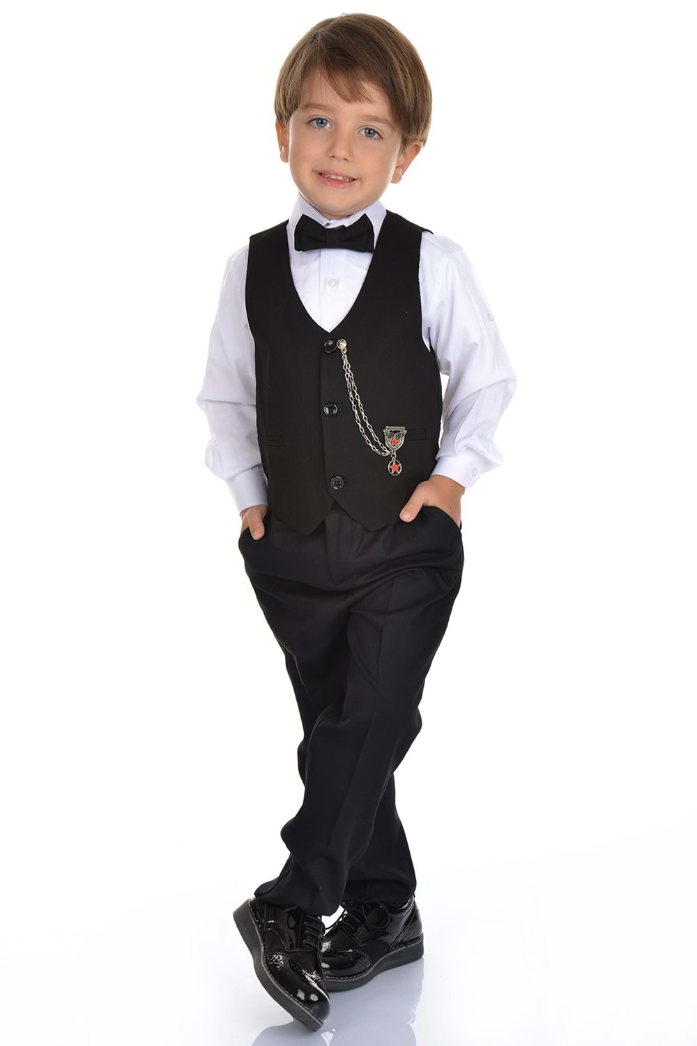 Yelekli Smokin Erkek Çocuk Takım MNK0273