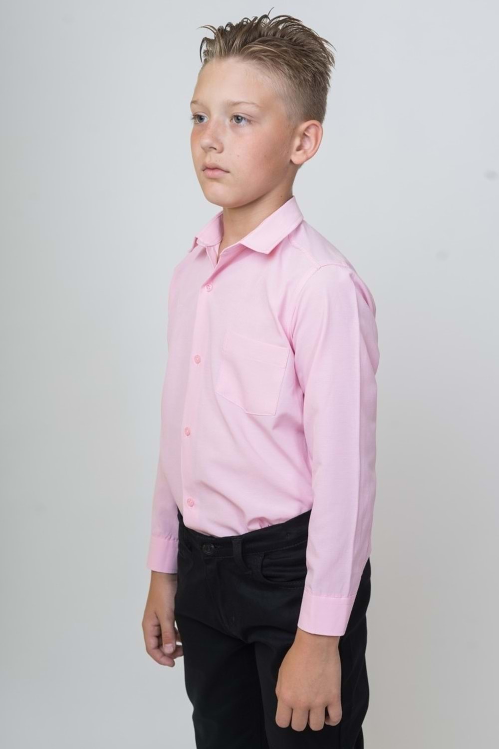 Pamuklu Pembe Erkek Çocuk Gömlek