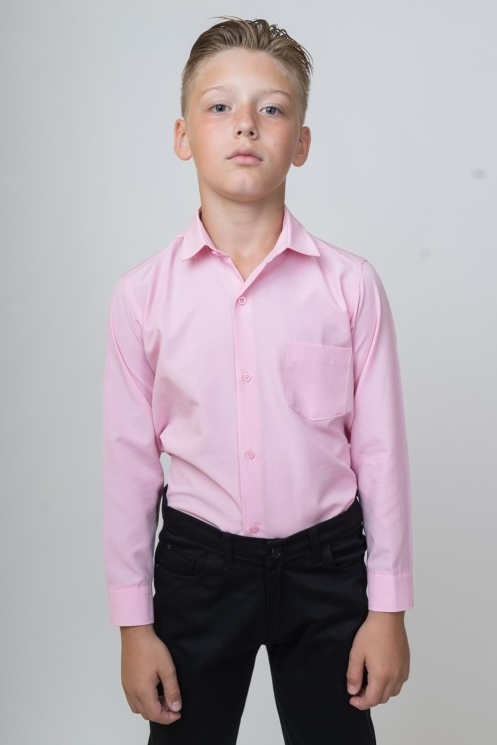 Pamuklu Pembe Erkek Çocuk Gömlek