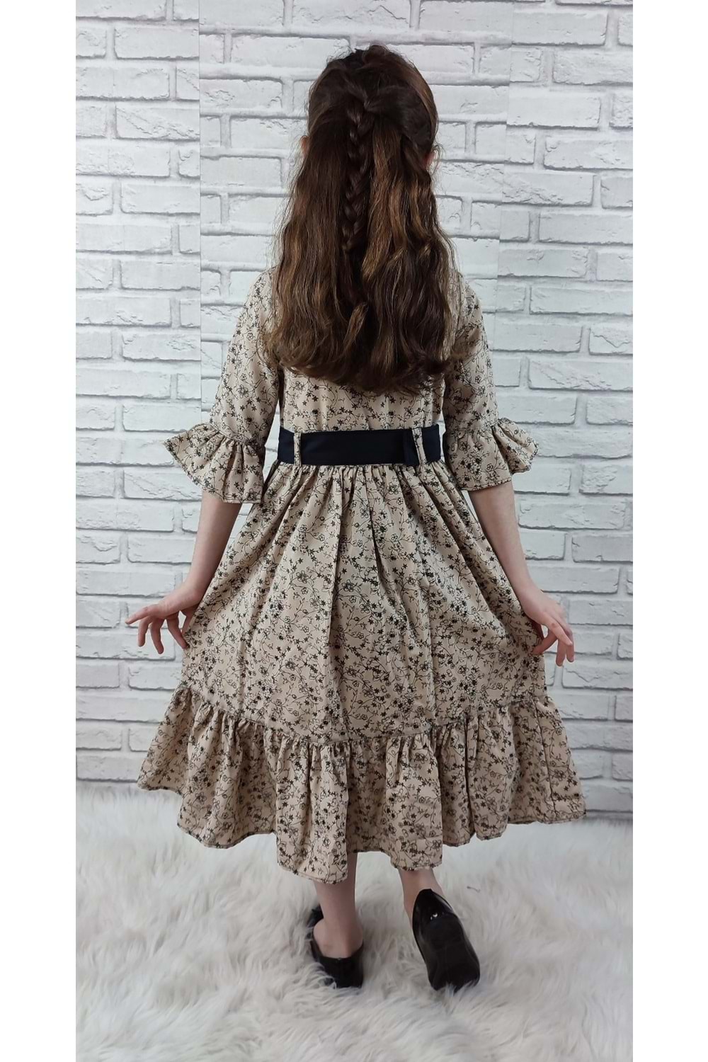 Vintage Basma Kız Çocuk Elbise