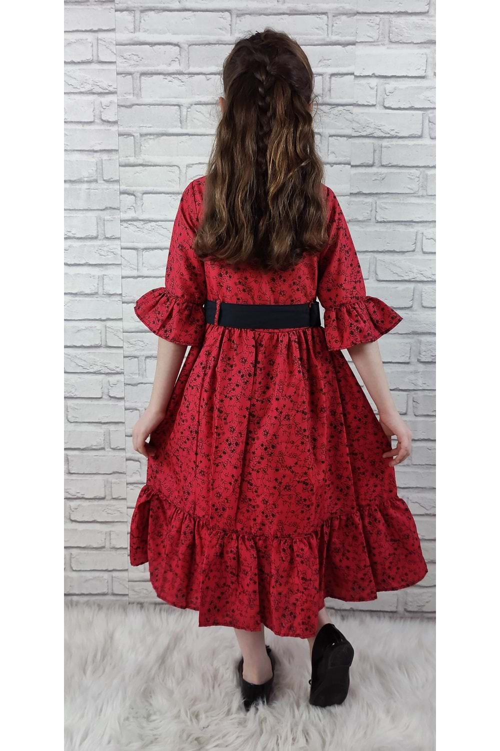 Vintage Basma Kız Çocuk Elbise