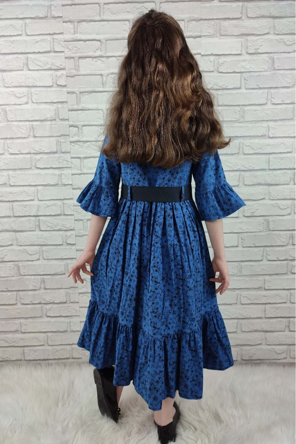 Vintage Basma Kız Çocuk Elbise