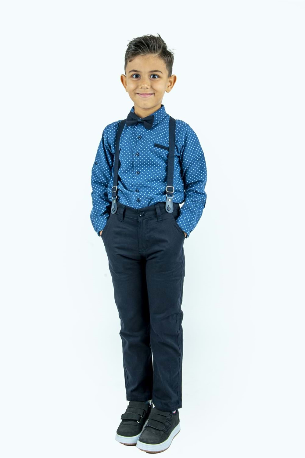 Uzun Pantolon Koyu Desenli Gömlek Erkek Çocuk Takımı