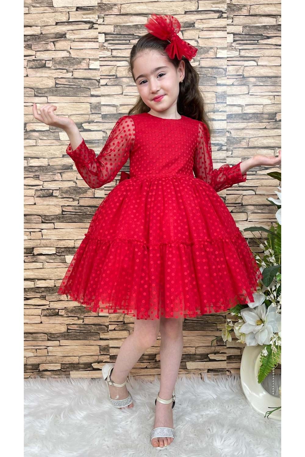 Katkat Prenses Dantel Tokalı Kız Çocuk Elbise