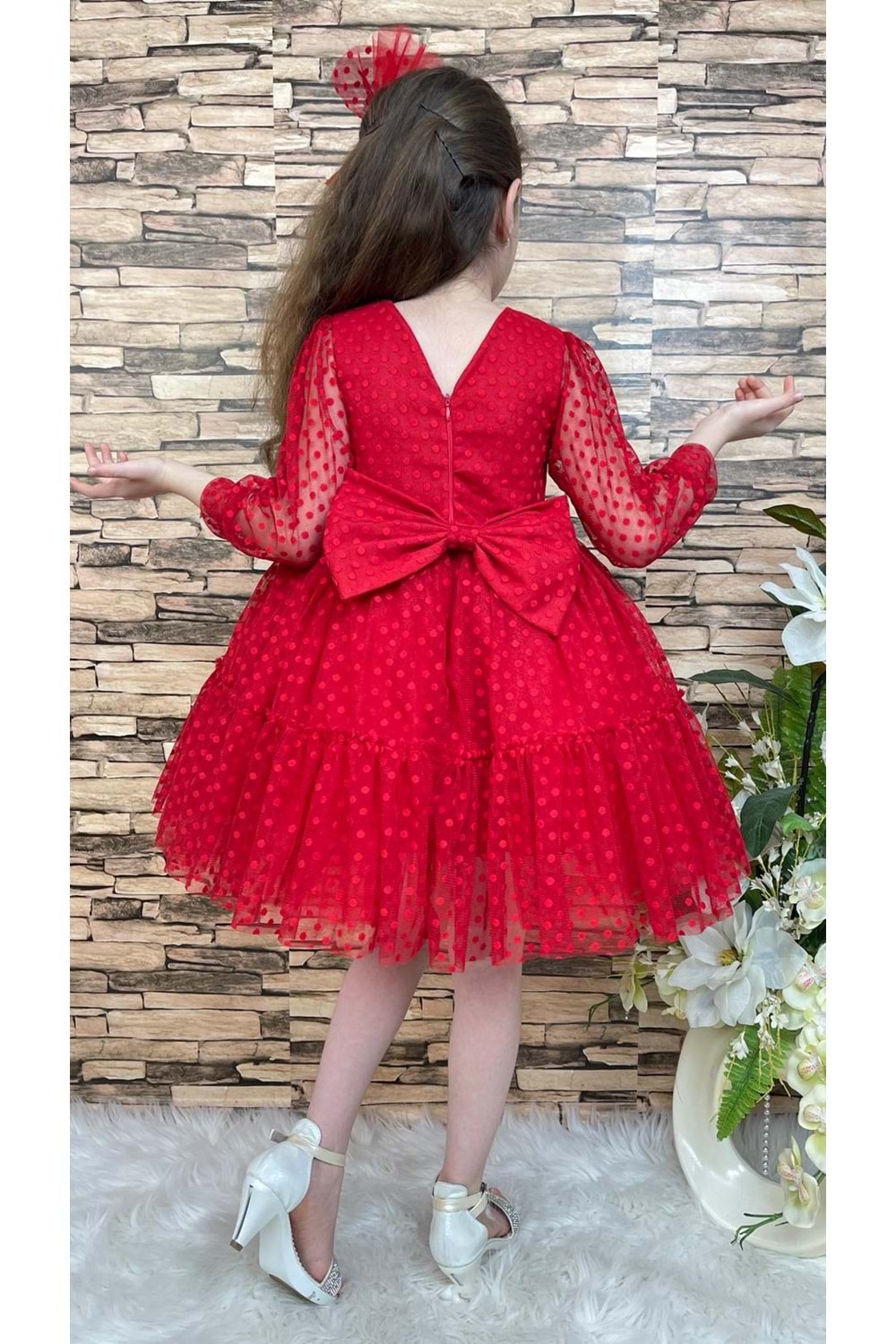 Katkat Prenses Dantel Tokalı Kız Çocuk Elbise