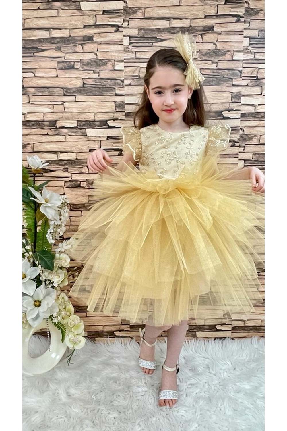 Simli Dantel Kız Çocuk Abiye