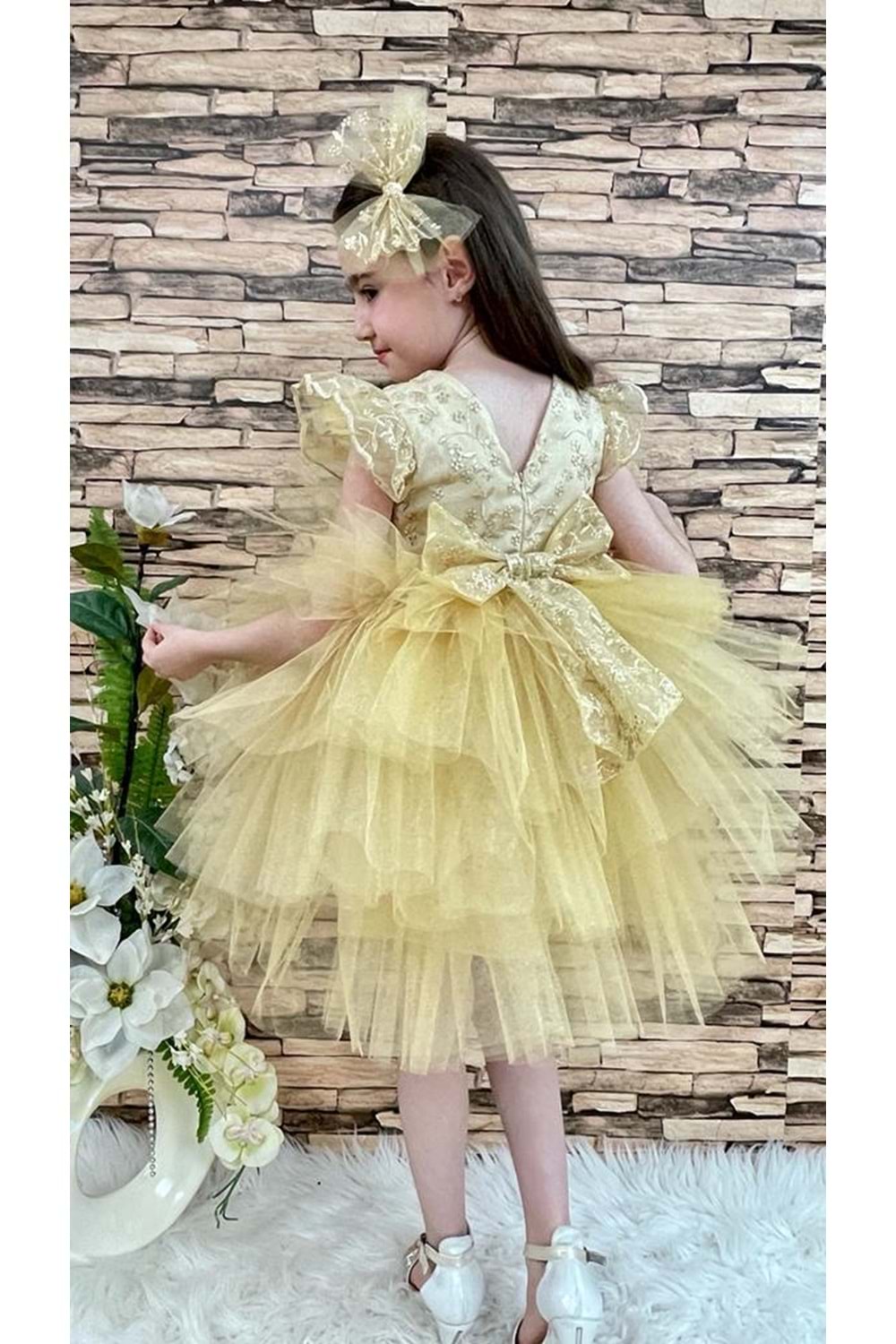 Simli Dantel Kız Çocuk Abiye