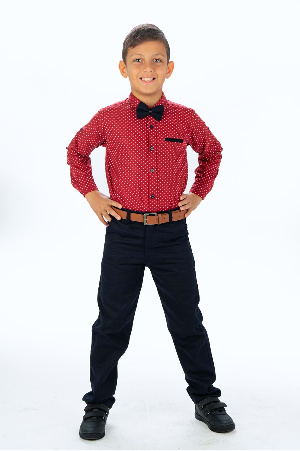 Baskılı Oxford Erkek Çocuk Gömlekli Takım MNK0322A