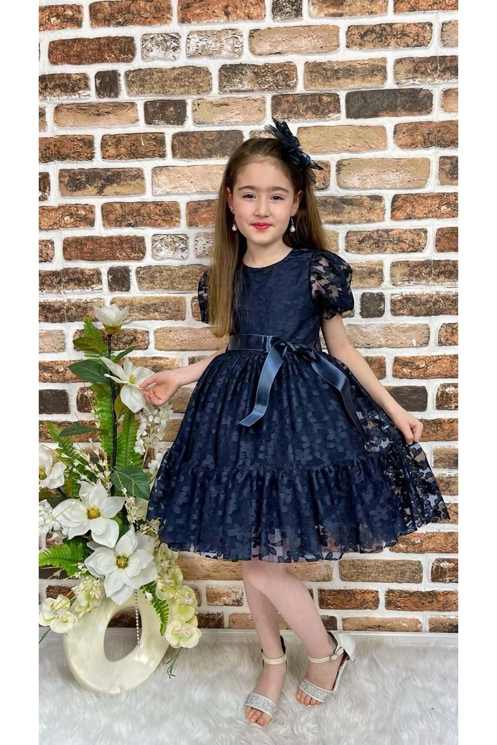 Papatya Dantel Kız Çocuk Elbise MNK0332