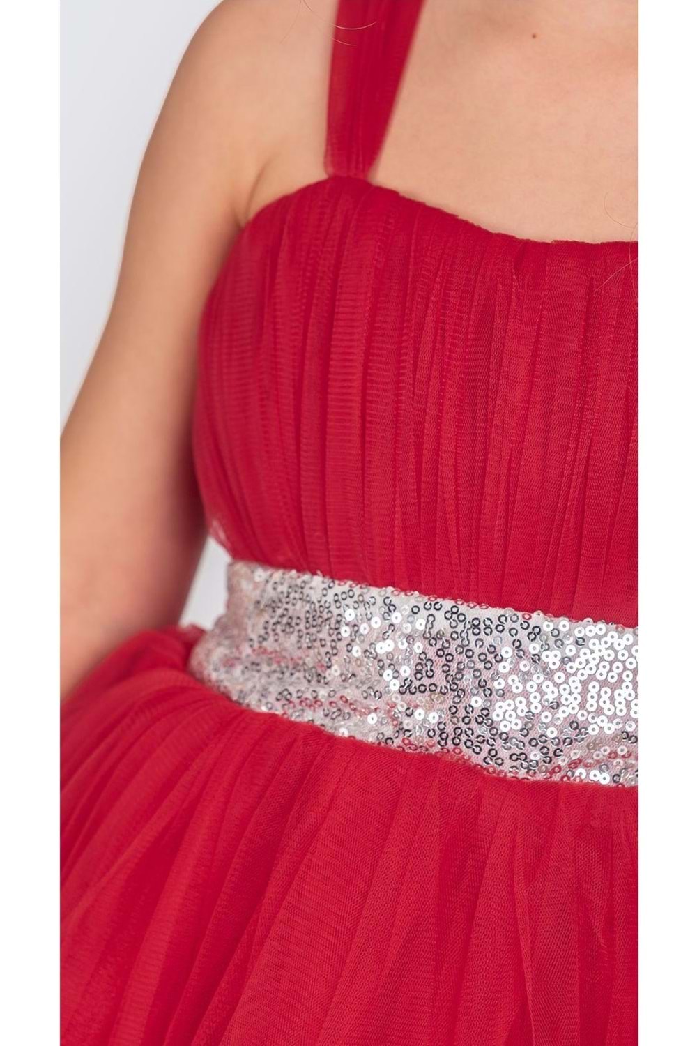 Sırt Gipeli Tütü Etek Kız Çocuk Saten Parti Abiye Elbise MNK0340