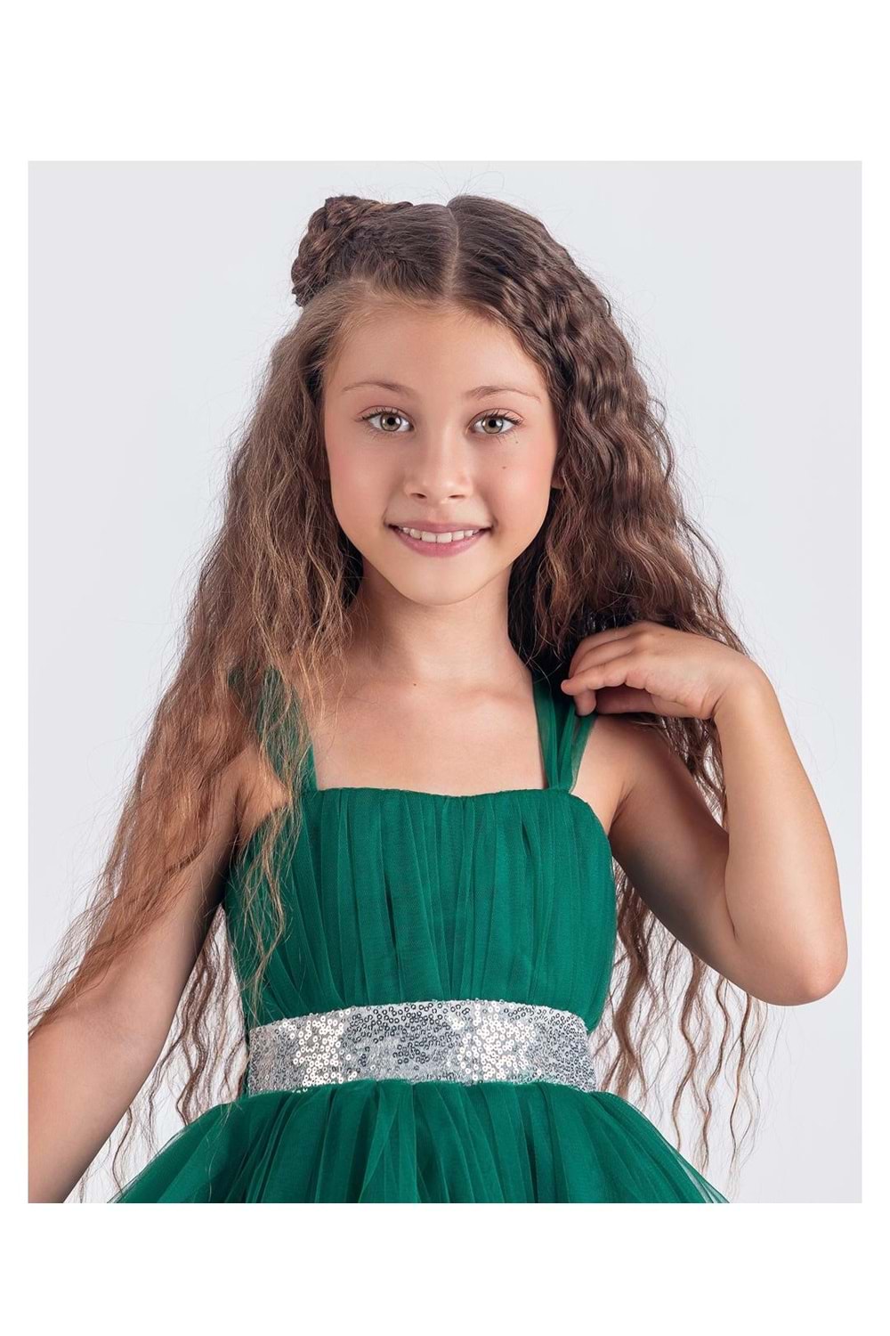 Sırt Gipeli Tütü Etek Kız Çocuk Saten Parti Abiye Elbise MNK0340