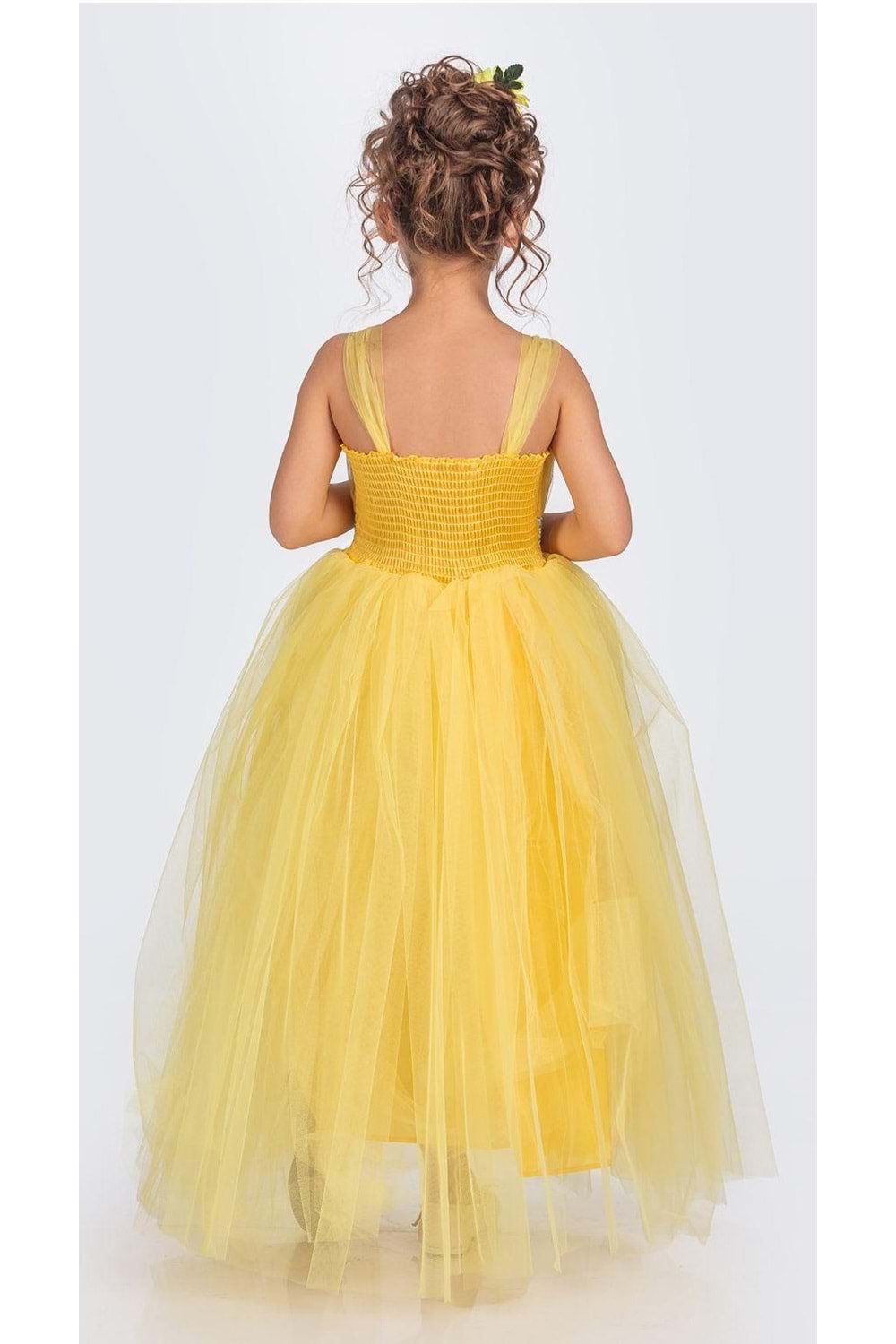 Sırt Gipeli Tütü Etek Kız Çocuk Saten Parti Abiye Elbise MNK0340