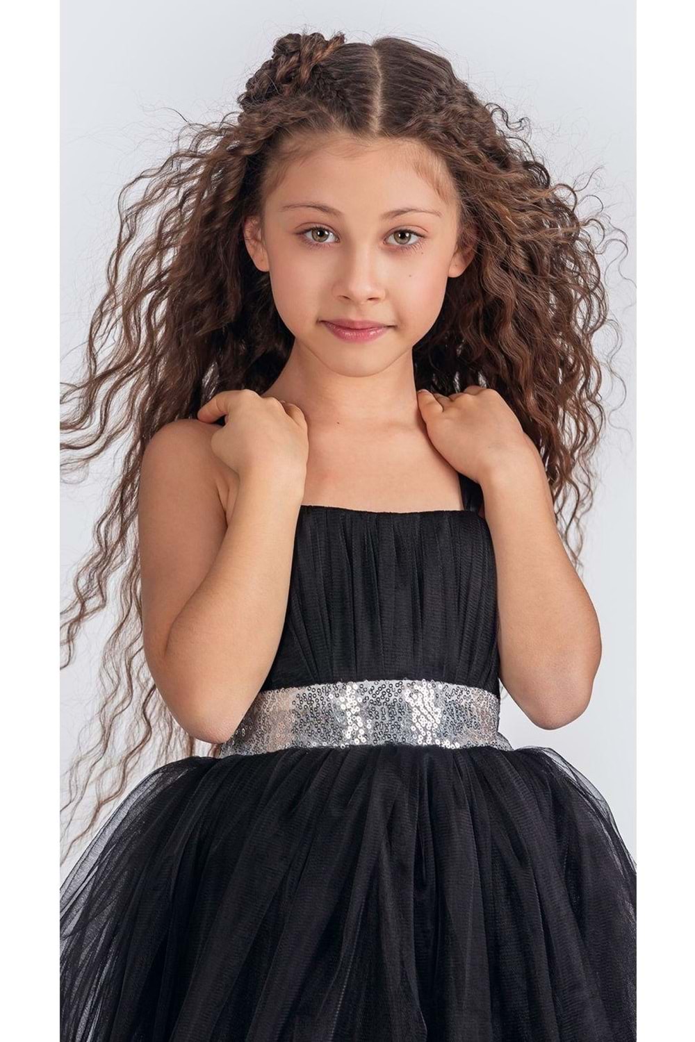 Sırt Gipeli Tütü Etek Kız Çocuk Saten Parti Abiye Elbise MNK0340